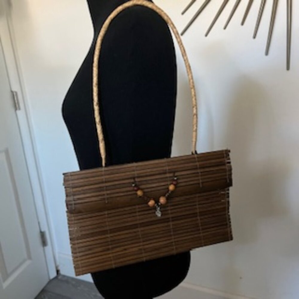 🧡3/15 Natural Bamboo Handbag with Strap